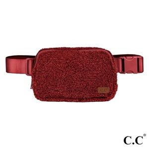 C.C Cozy Burgundy Sherpa Belt Bag